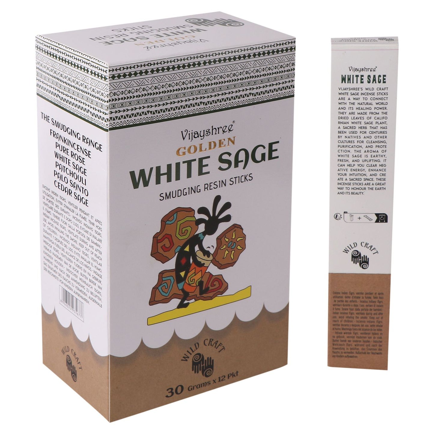 Vijayshree - Golden White Sage Smudging Resin Sticks - Pack of 6 Sticks