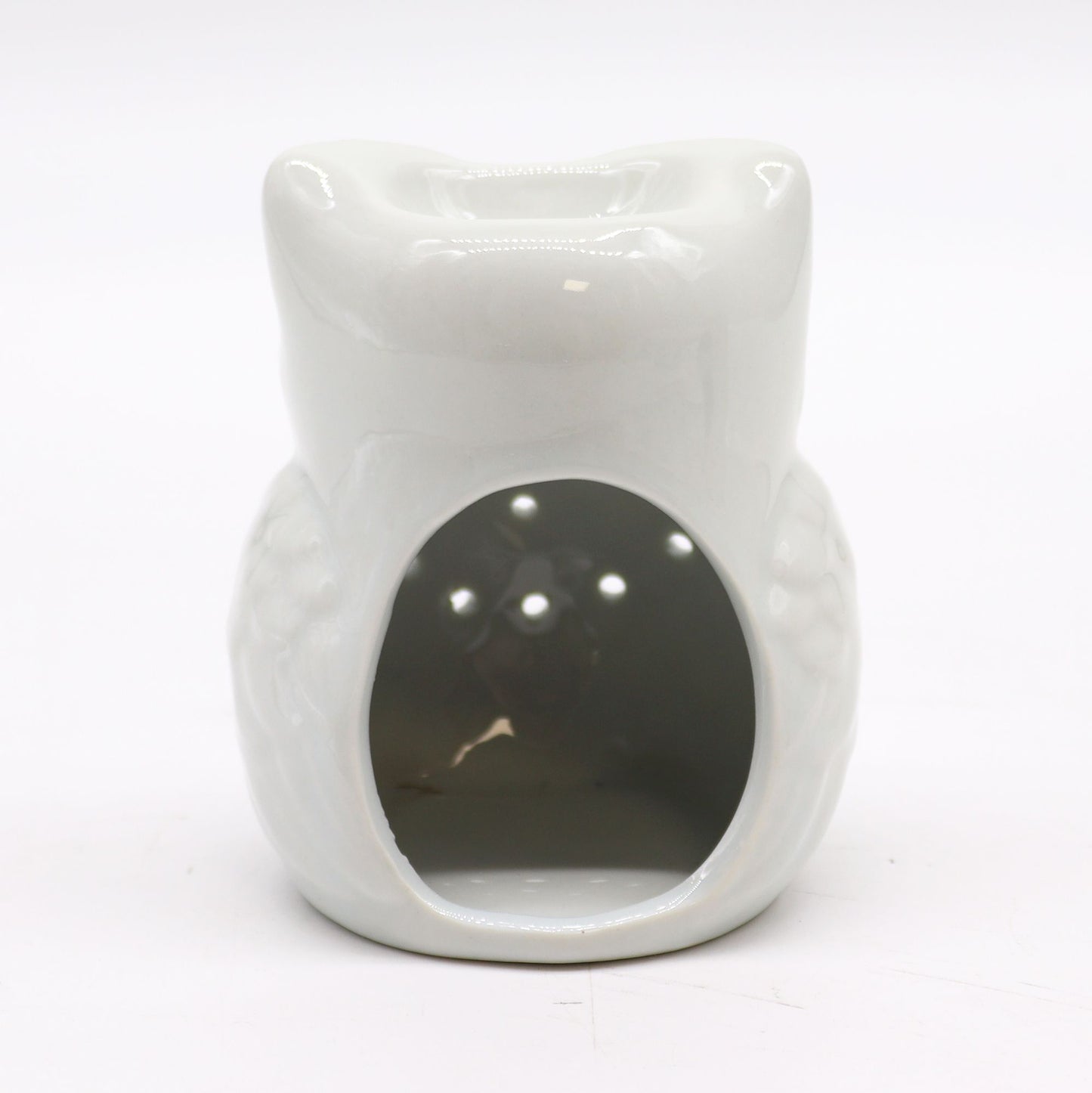 Oil Burner - Ceramic - Tall Owl - Classic White