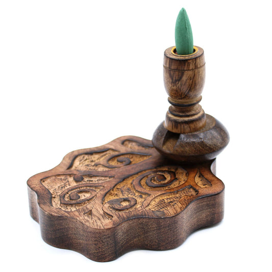 Backflow Burner - Mango Wood with Tree of Life Design