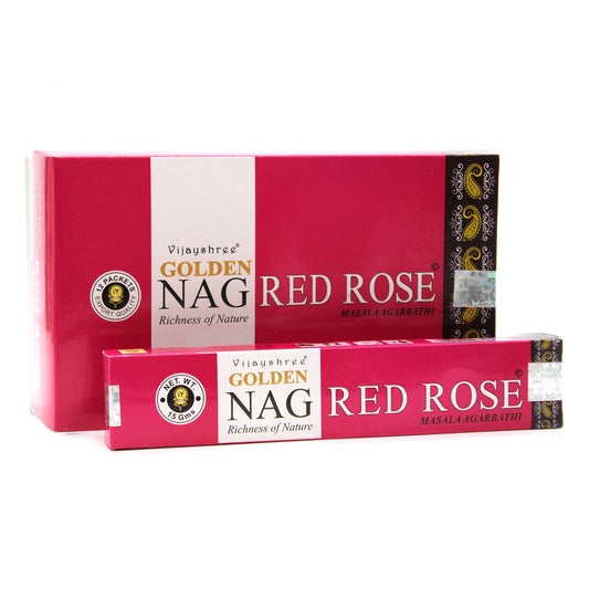 Vijayshree Incense - Golden Nag - Red Rose - Pack of 15 Sticks