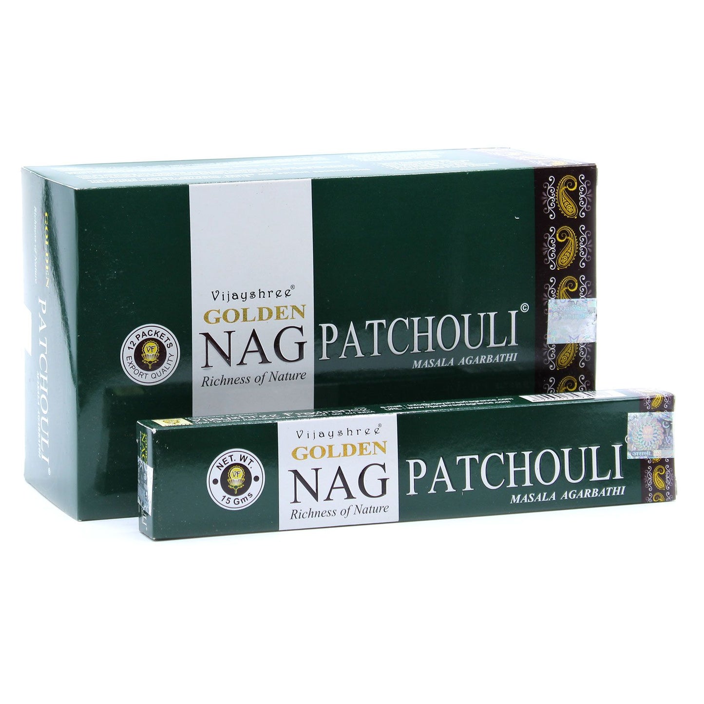 Vijayshree Incense - Golden Nag - Patchouli - Pack of 15 Sticks