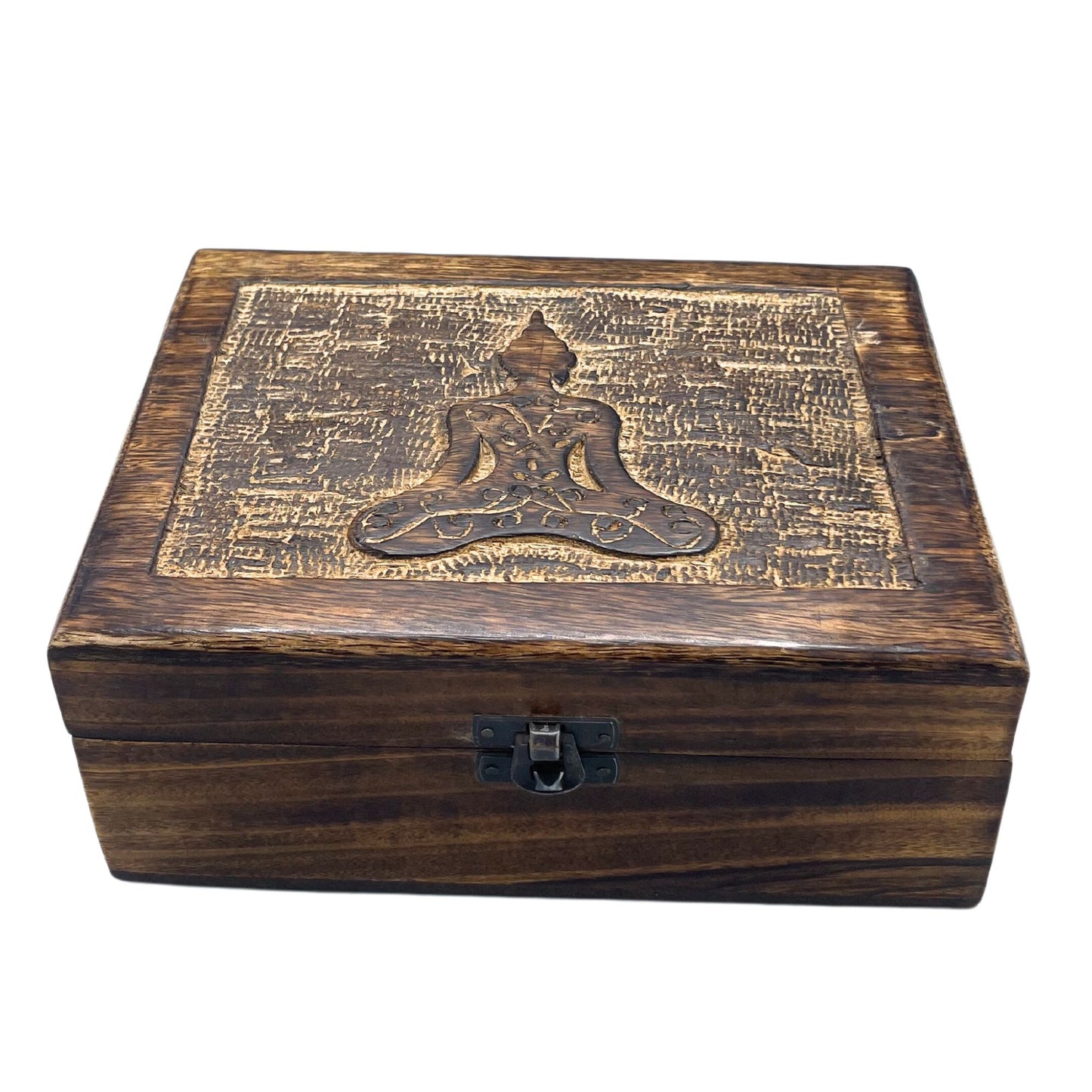 Mango Wood Keepsake Box - Buddha Design - Large 20cm x 15cm