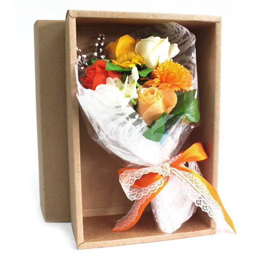 Soap Flower Bouquet - Orange - Gift Boxed