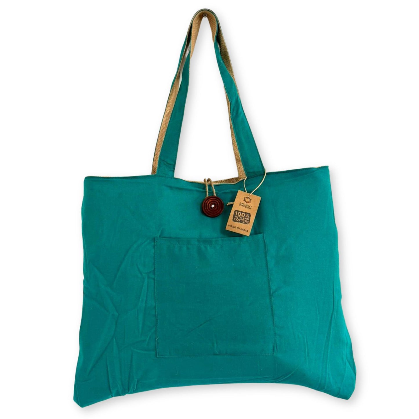 Reversible Big Bag - Jute and Cotton - Teal