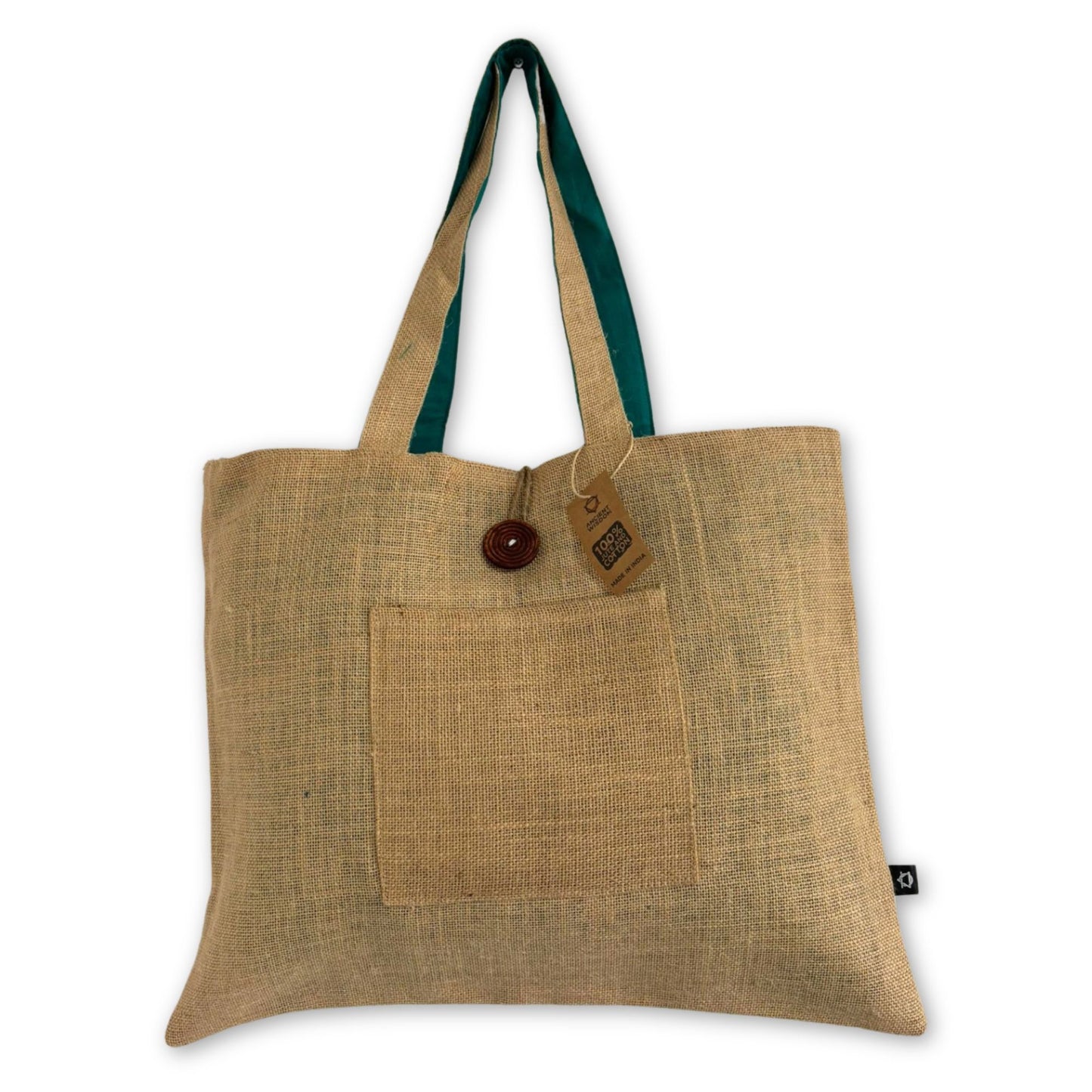 Reversible Big Bag - Jute and Cotton - Teal