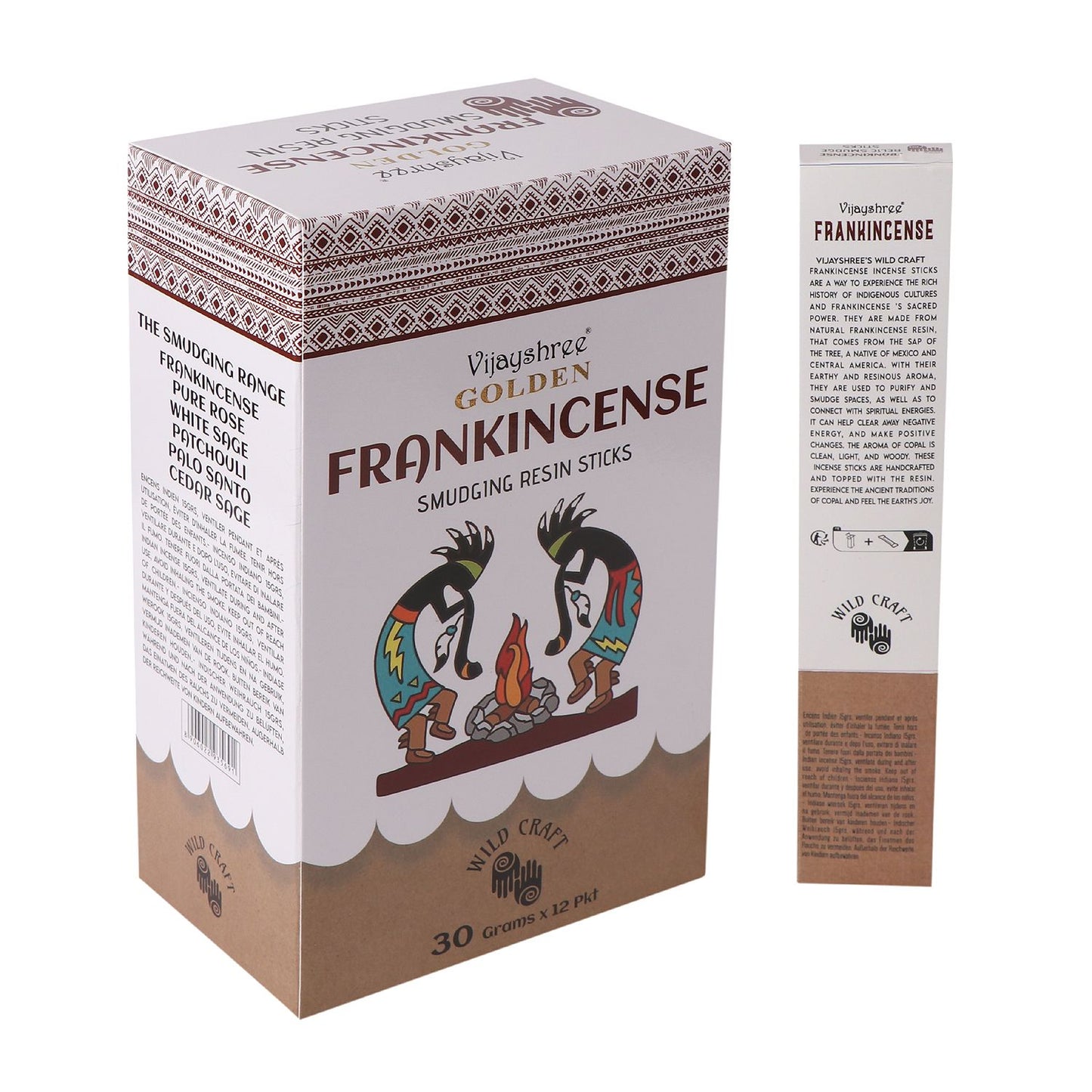 Vijayshree - Golden Frankincense Smudging Resin Sticks - Pack of 6 Sticks