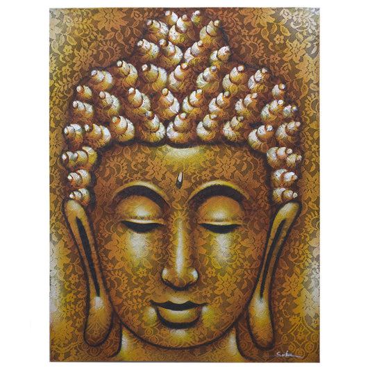 Buddha Painting - On Canvas Frame - Gold - 80cm x 60cm