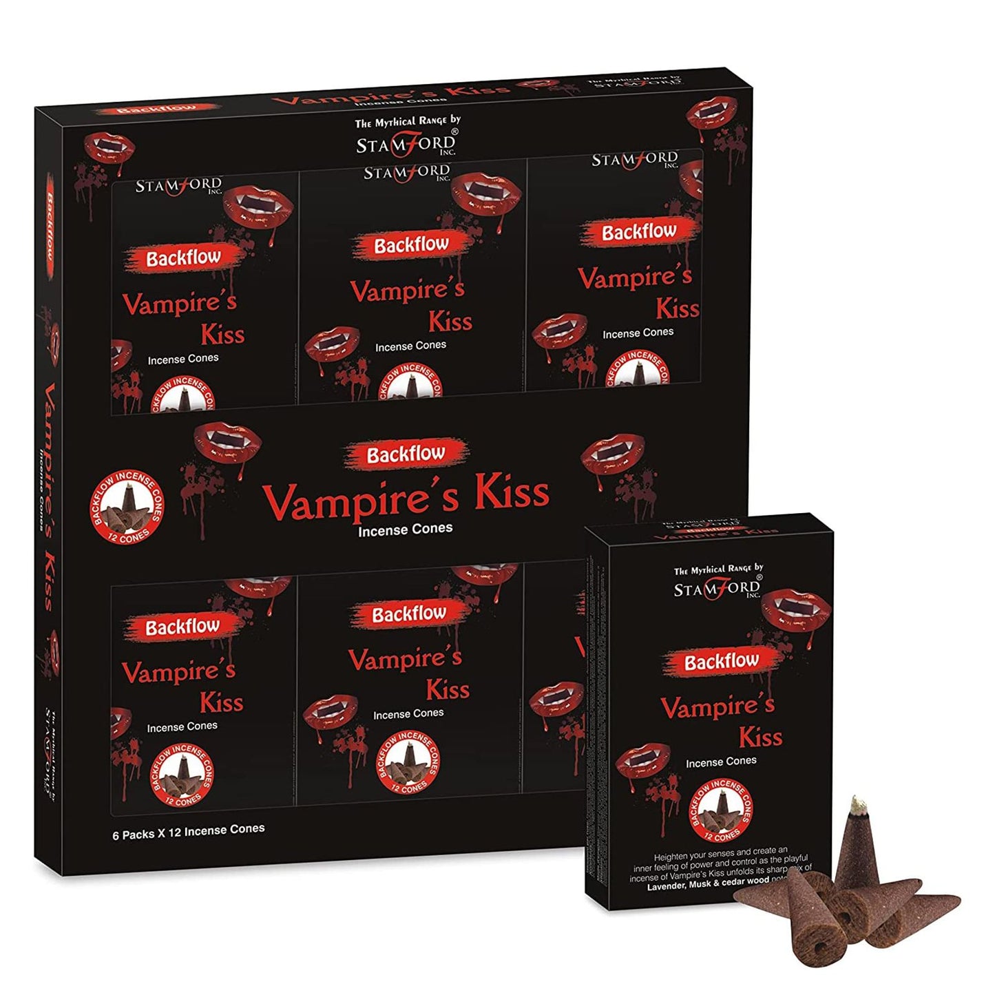 Stamford - Backflow Incense Cones - Vampires Kiss - Pack of 12