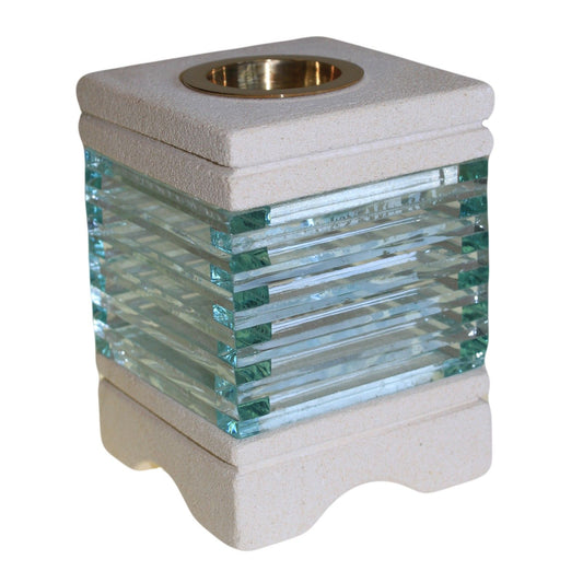 Oil Burner - Sandstone and Glass - Square