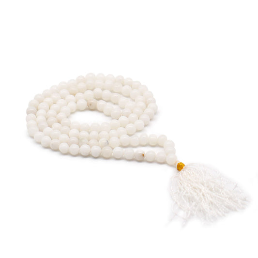 Mala Necklace - 108 Beads - White Quartz