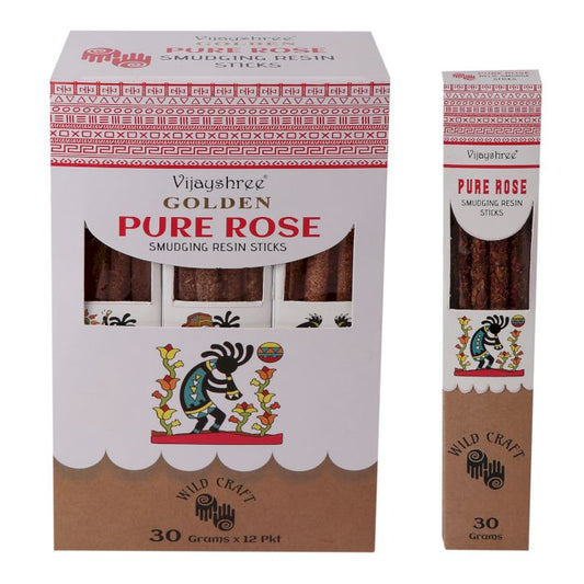 Vijayshree - Golden Pure Rose Smudging Resin Sticks - Pack of 6 Sticks