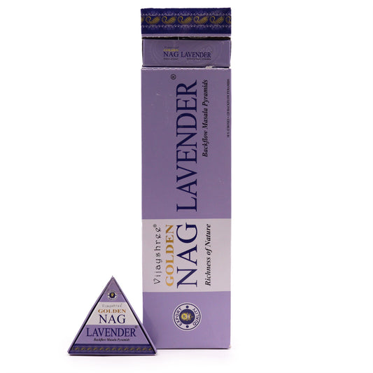 Vijayshree - Jumbo Backflow Incense Cones - Golden Nag Lavender - Pack of 10