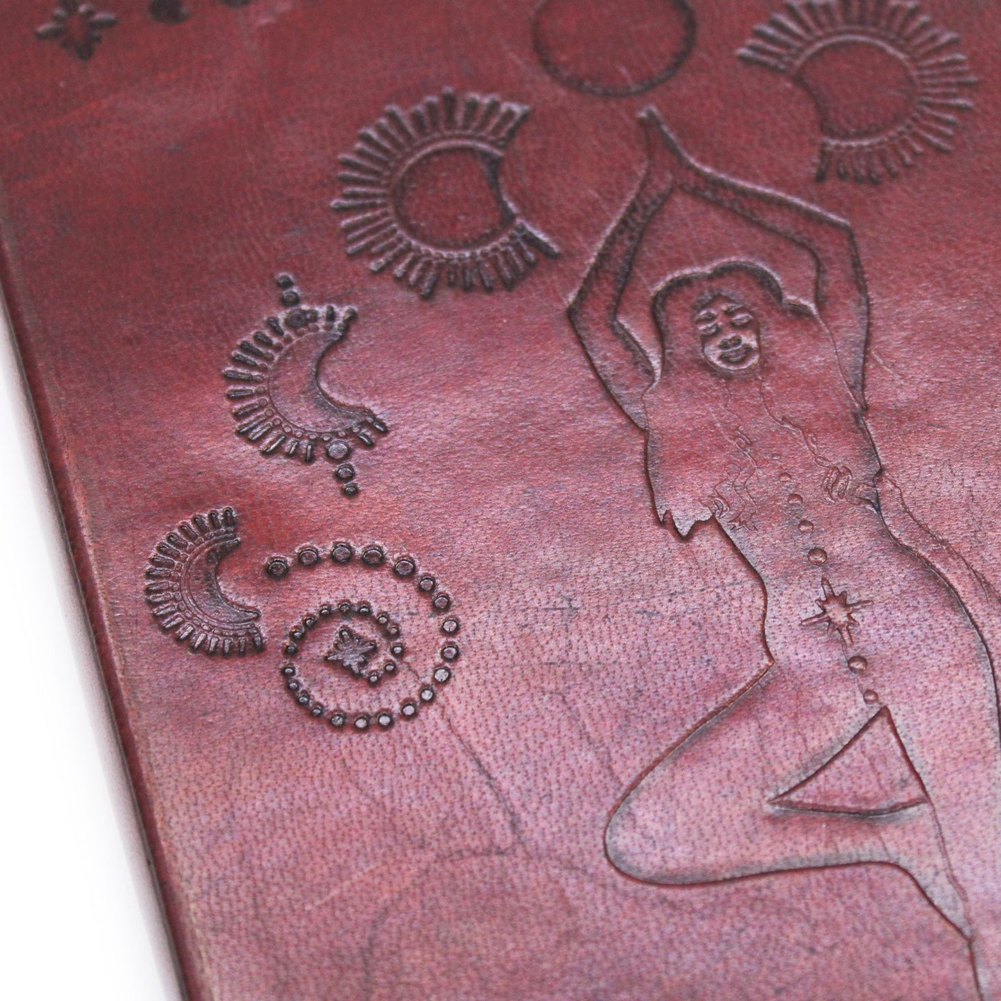 Leather Notebook with Strap - Cosmic Goddess Design - 20cm x 15cm