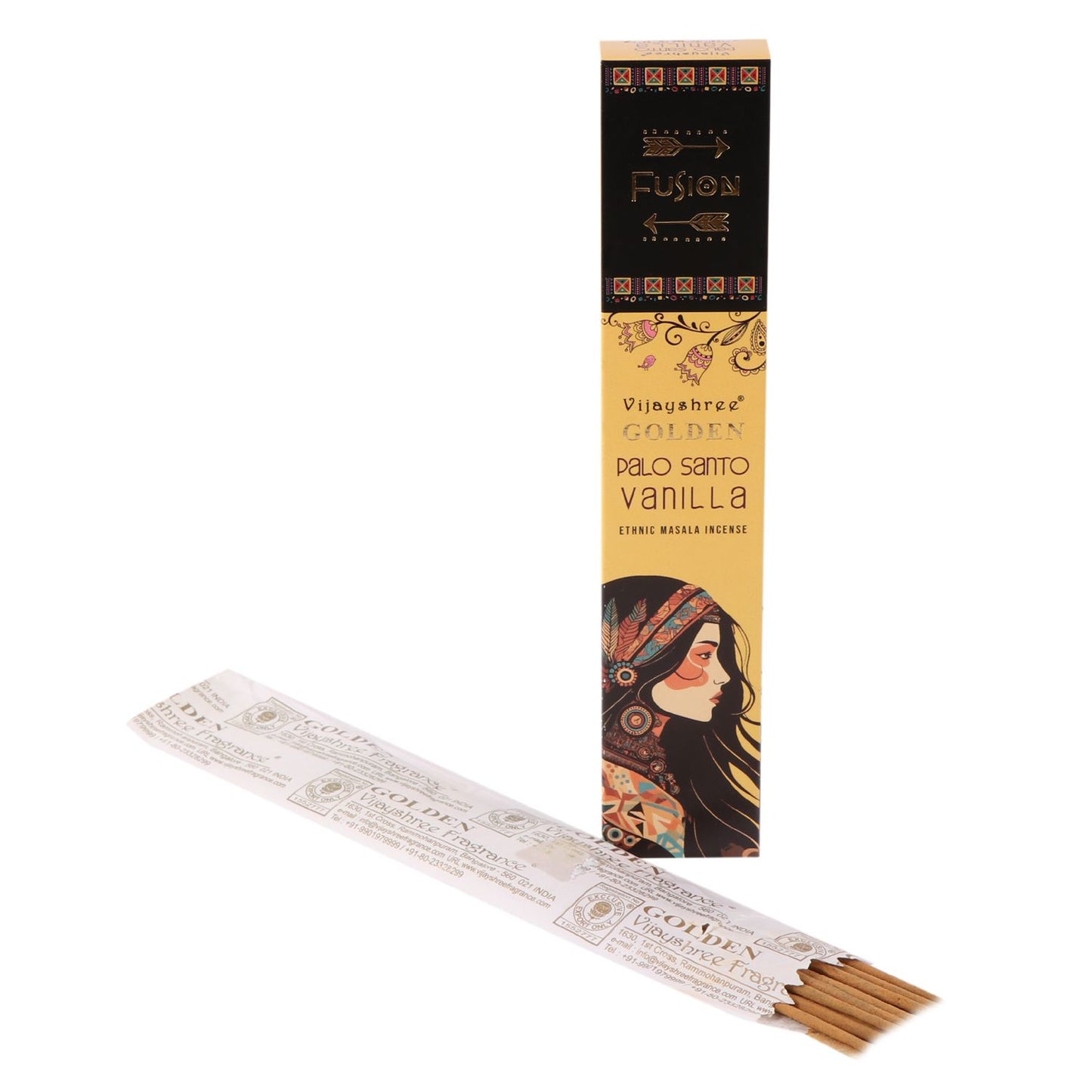 Vijayshree Incense - Golden Palo Santo - Vanilla - Pack of 15 Sticks