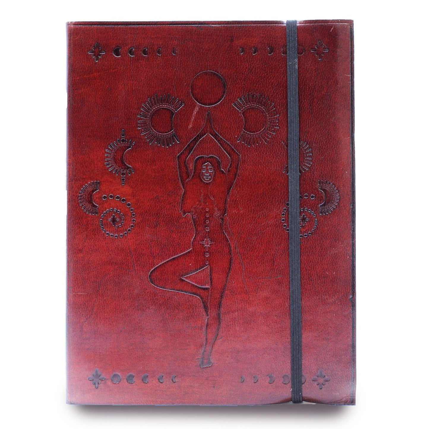 Leather Notebook with Strap - Cosmic Goddess Design - 20cm x 15cm