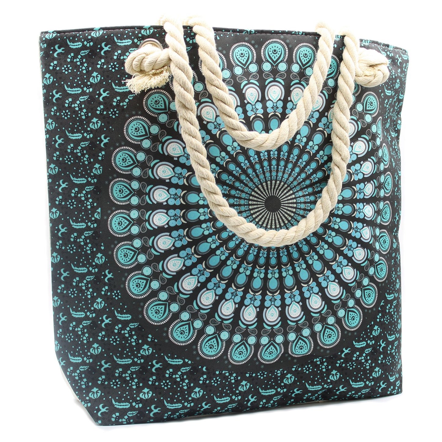 Mandala Design - Rope Handle Tote Bag - Deep Blue