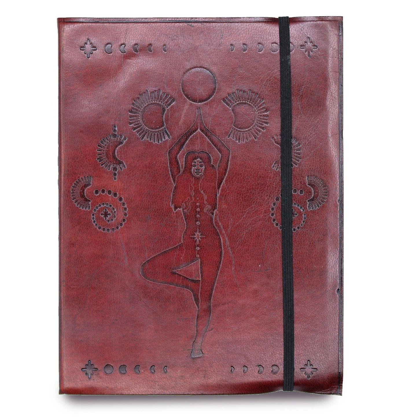 Leather Notebook with Strap - Cosmic Goddess Design - 20cm x 15cm