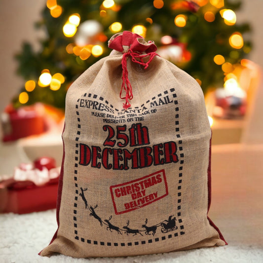 Jute Christmas Present Gift Sack - 25th December