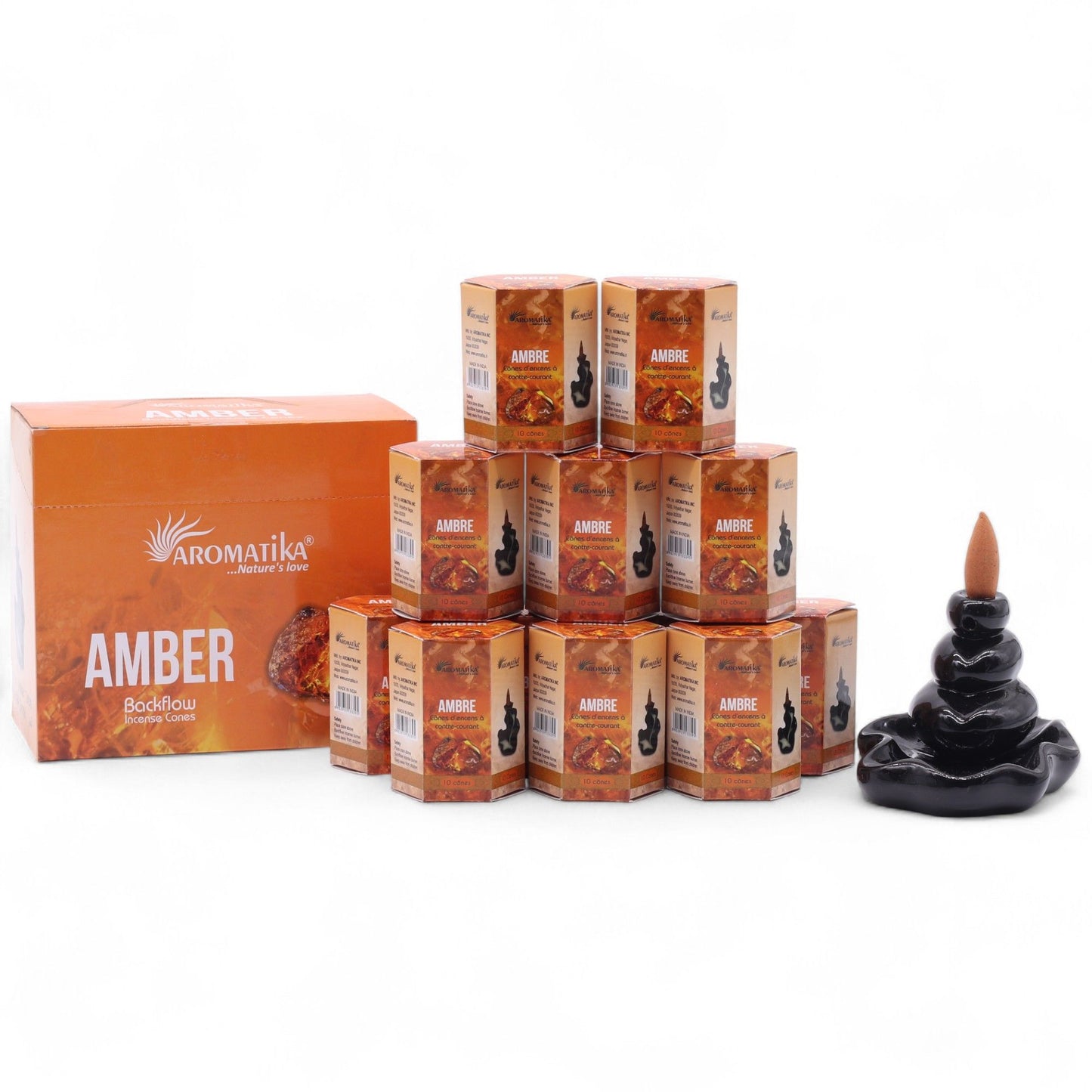 Aromatika - Masala Backflow Incense Cones - Amber - Pack of 10