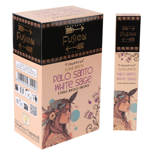 Vijayshree Incense - Golden Palo Santo - White Sage - Pack of 15 Sticks