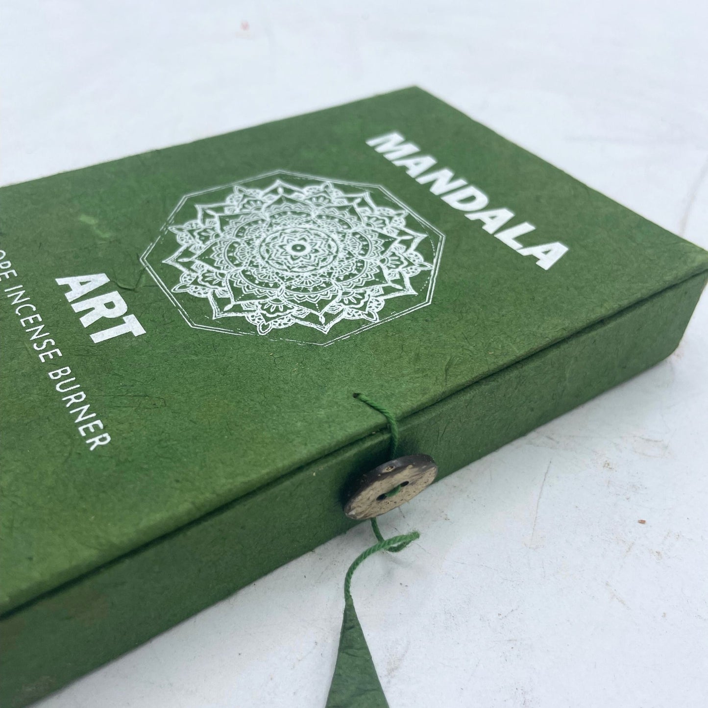 Rope Incense and Silver Plated Holder Set - Mandala Flower Design