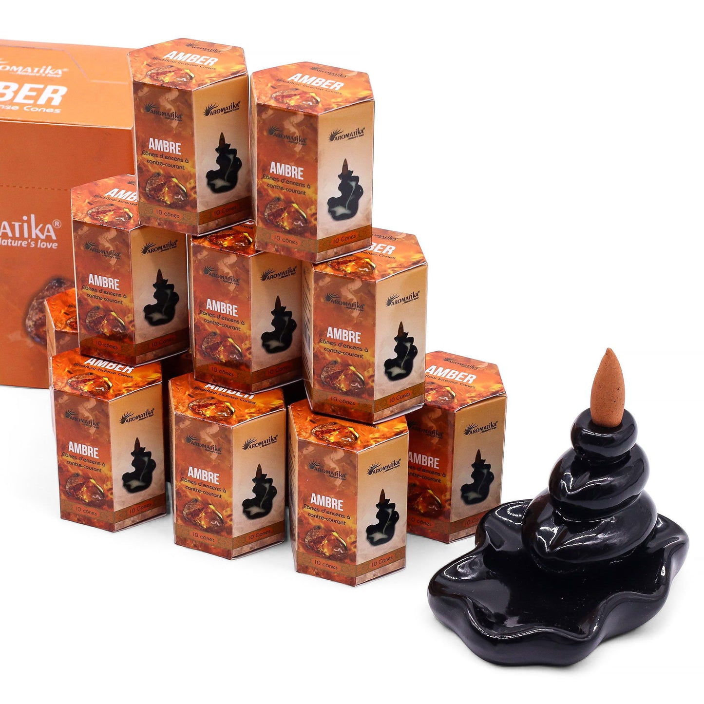 Aromatika - Masala Backflow Incense Cones - Amber - Pack of 10