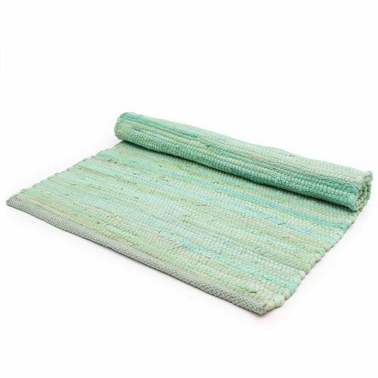 Indian Handloom Cotton Rug - Aqua - Large - 170cm x 130cm