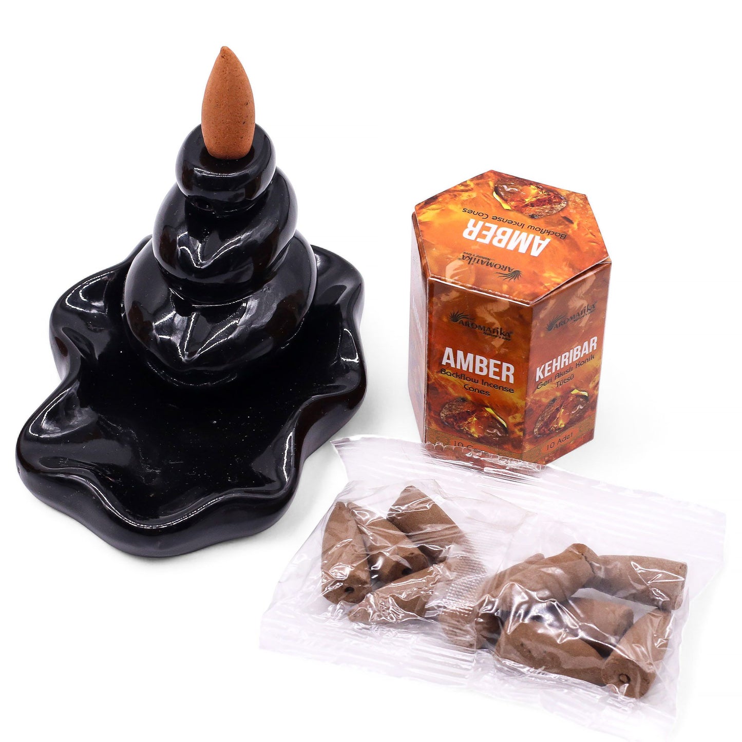 Aromatika - Masala Backflow Incense Cones - Amber - Pack of 10