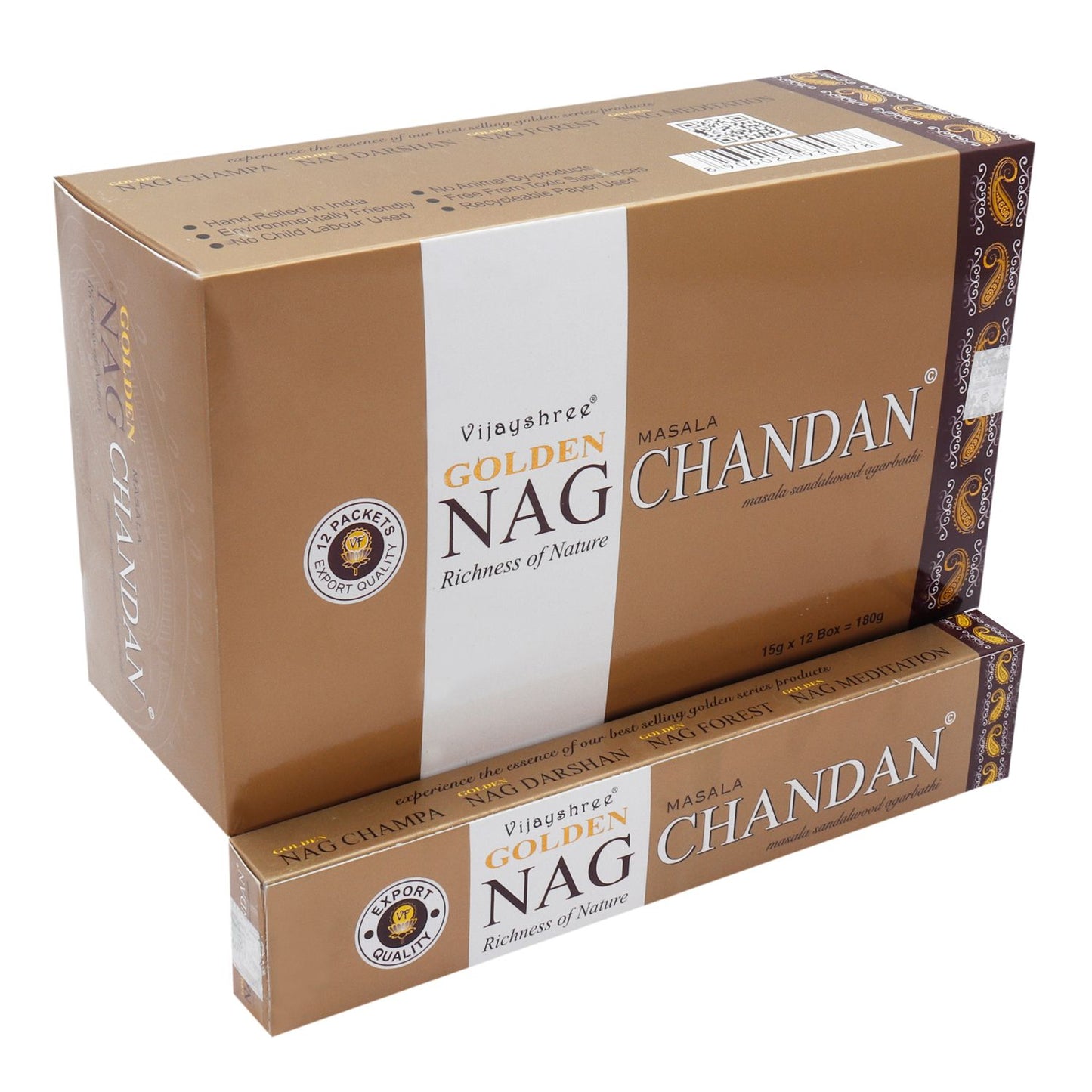 Vijayshree Incense - Golden Nag - Chandan - Pack of 15 Sticks