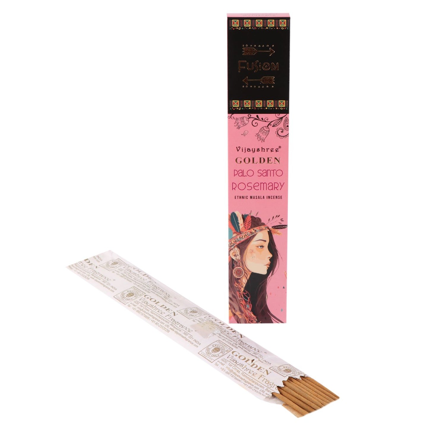 Vijayshree Incense - Golden Palo Santo - Rosemary - Pack of 15 Sticks