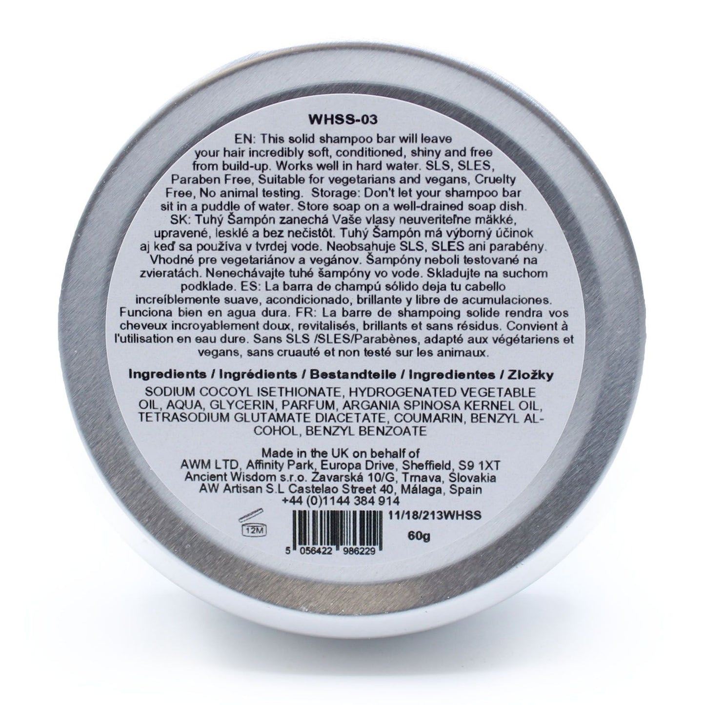 Wild Hare - Solid Shampoo - 60g Tin - Hairy Coconut