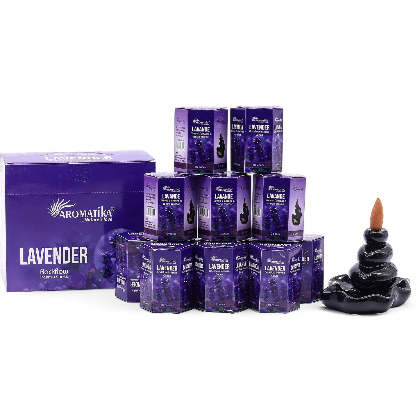 Aromatika - Masala Backflow Incense Cones - Lavender - Pack of 10