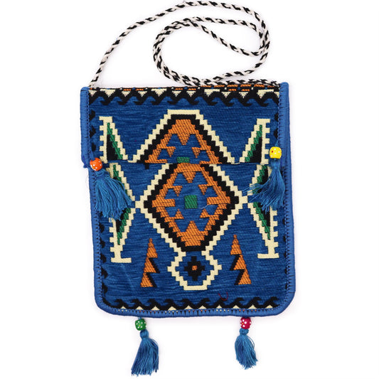 Kilim Messenger Festival Bag - Sky Blue