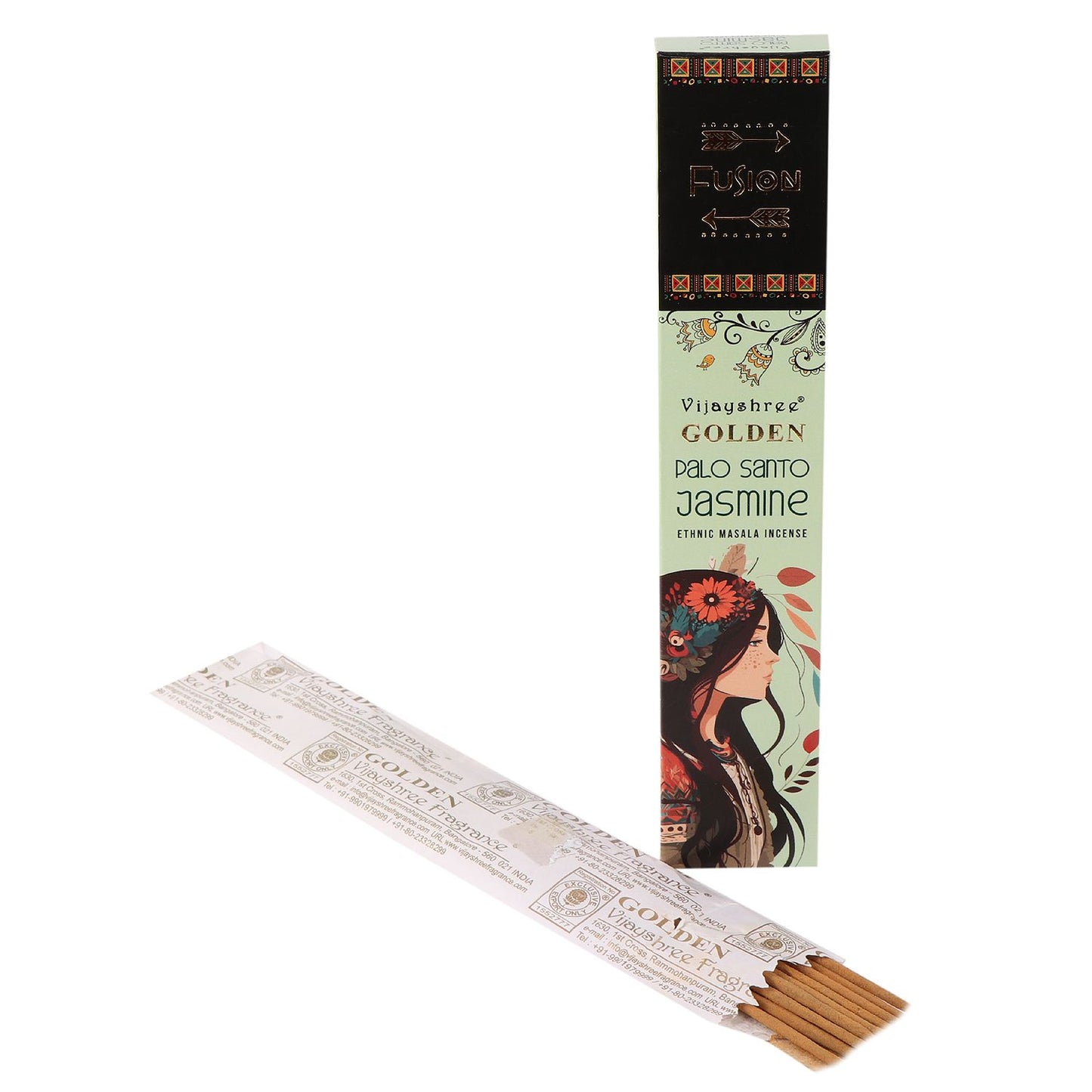 Vijayshree Incense - Golden Palo Santo - Jasmine - Pack of 15 Sticks
