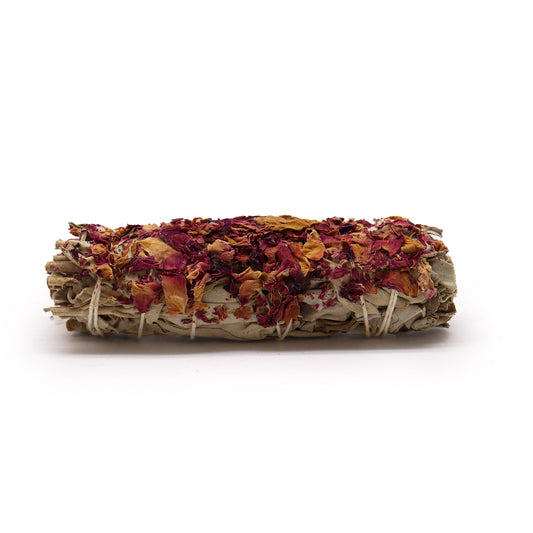 Artisan Smudge Stick - White Sage with Castile Rose - 10cm