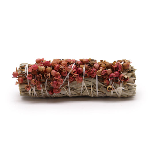 Artisan Smudge Stick - White Sage with Pirul Seeds - 10cm
